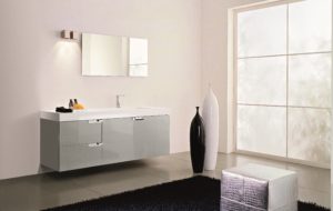 Mobile da bagno sospeso da 180 cm grigio nube laccato lucido | Progetto Bagno