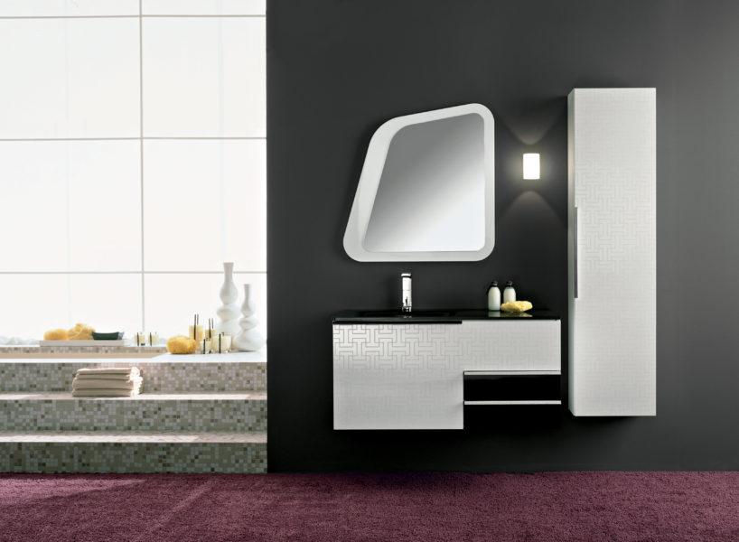 Mobili da bagno design geometrico bianco e argento | Progetto Bagno