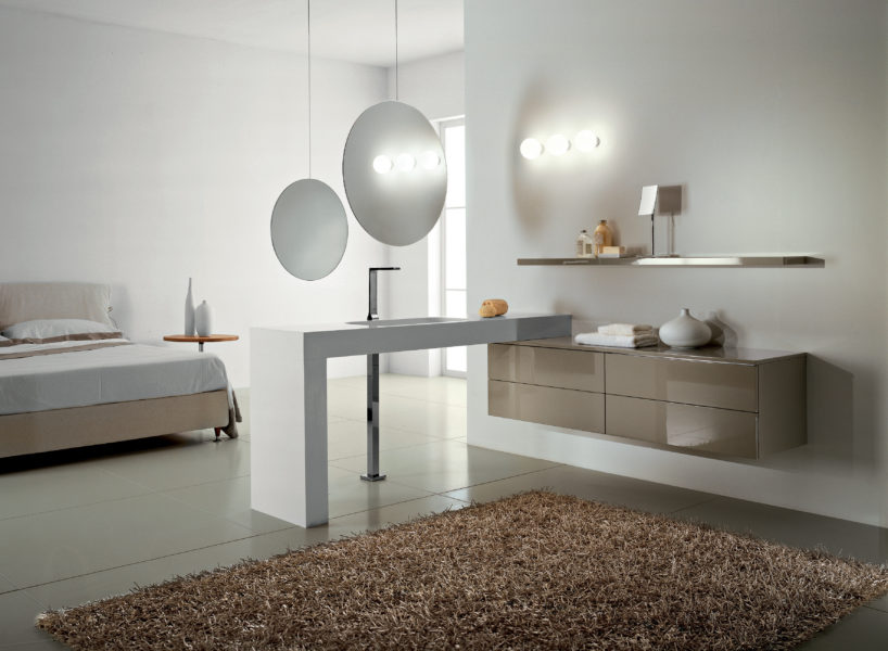 Arredo bagno design minimale e moderno con top a sbalzo produzione Progetto Bagno