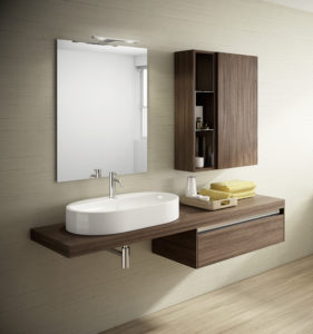 Ambiente bagno design moderno con top da 160cm e cassetto sospeso da 80 cm | Progetto Bagno