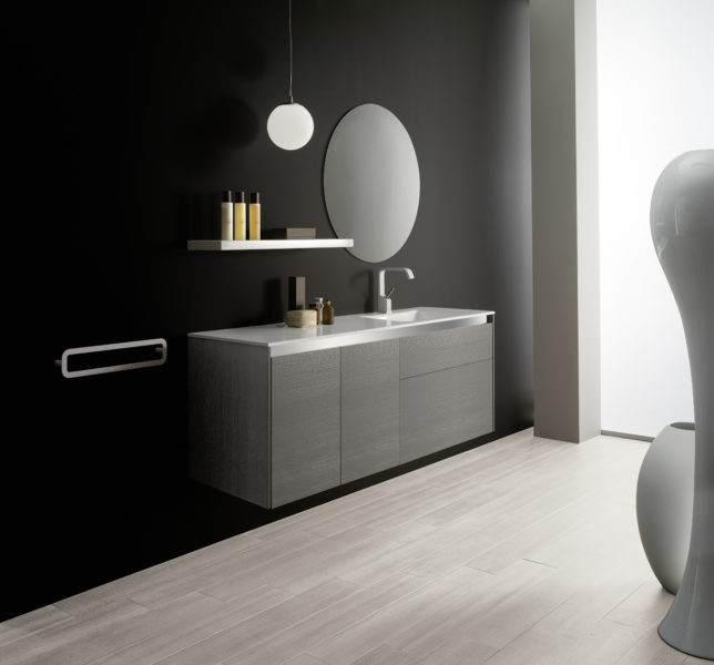 Mobile bagno sospeso grande capienza altezza 64 cm | Progetto Bagno