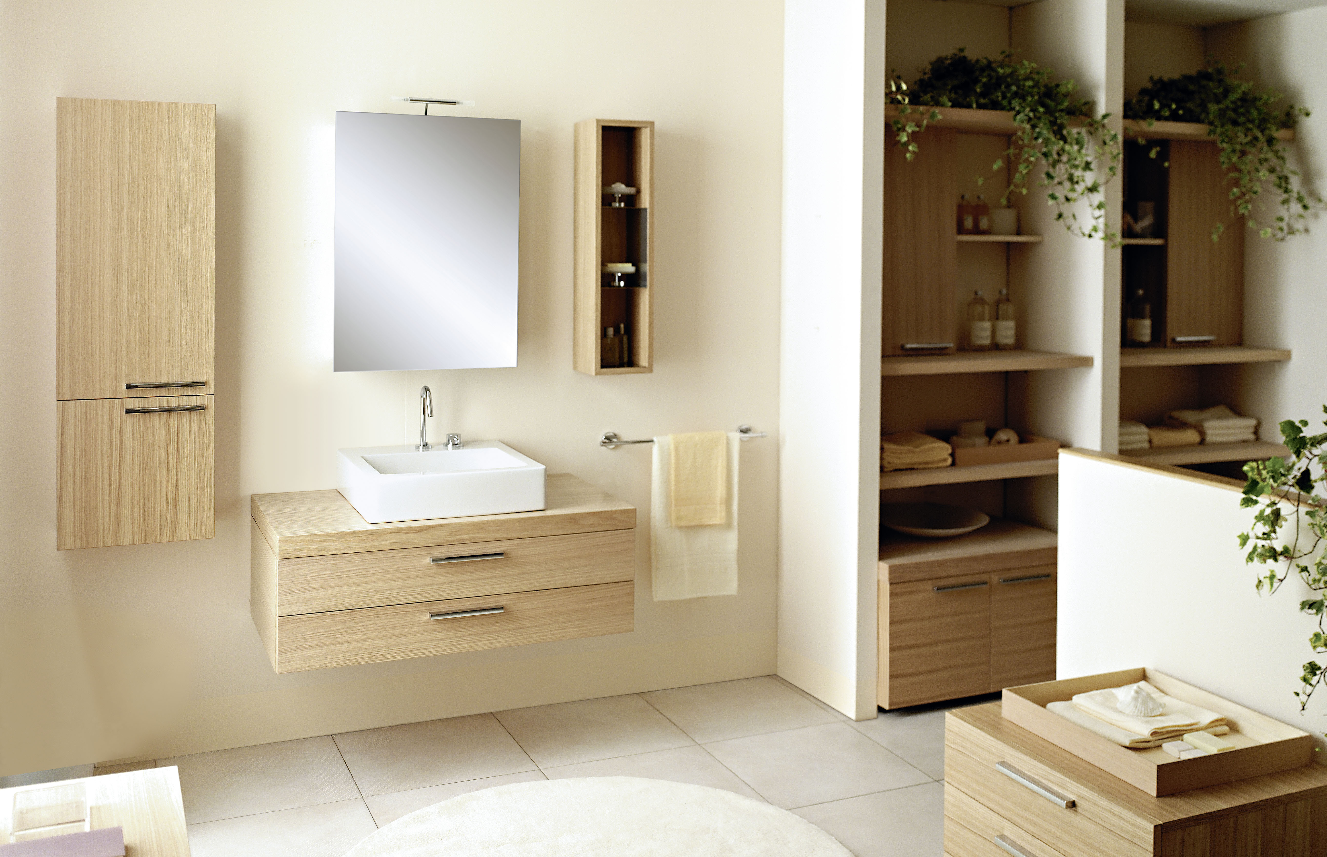 MENSOLA IN LEGNO PER LAVABO BAGNO APPOGGIO 100CM ROVERE NATURALE