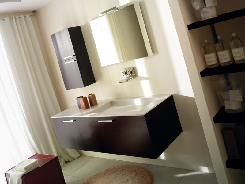 Arredo bagno design moderno componibile 150 cm in rovere wengé | Progetto Bagno