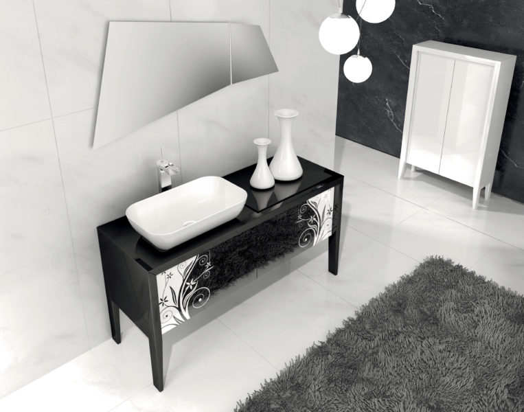 Composizione bagno di design con mobile 135 con gambe | Progetto Bagno