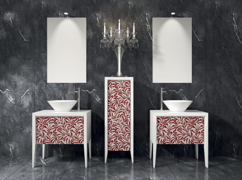 Arredo bagno con basi lavabo 72 cm e ante in cristallo | Progetto Bagno