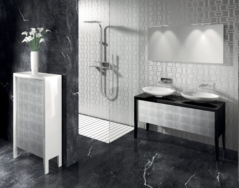 Arredo per stanza da bagno design elegante mobili con ante in cristallo | Progetto Bagno