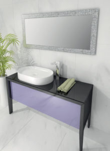 Base lavabo 135 cm per bagno con ante in cristallo | Progetto Bagno