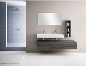 Soluzione di arredo bagno di lusso con top sospeso da 120 cm in ceramica e mobile da 180 cm | Progetto Bagno