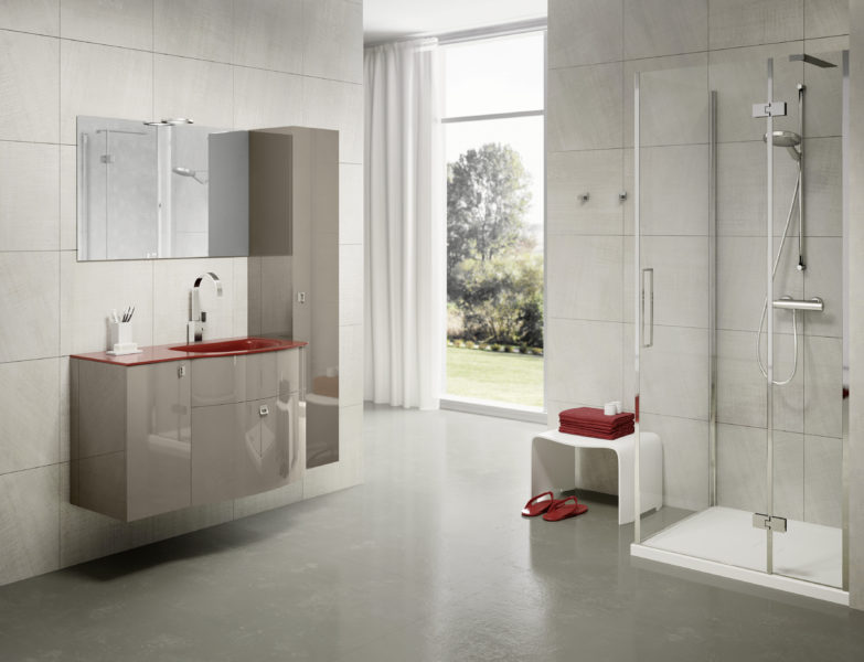 Soluzione di arredo bagno modulare con colonna alta 160 cm | Progetto Bagno