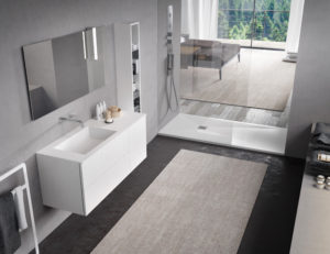 Set di mobili per bagni dal design moderno realizzati in STONE - Progetto Bagno
