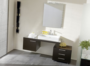 Mobile sospeso per bagno di design con top in acciaio inox lucido | Progetto Bagno| Progetto Bagno