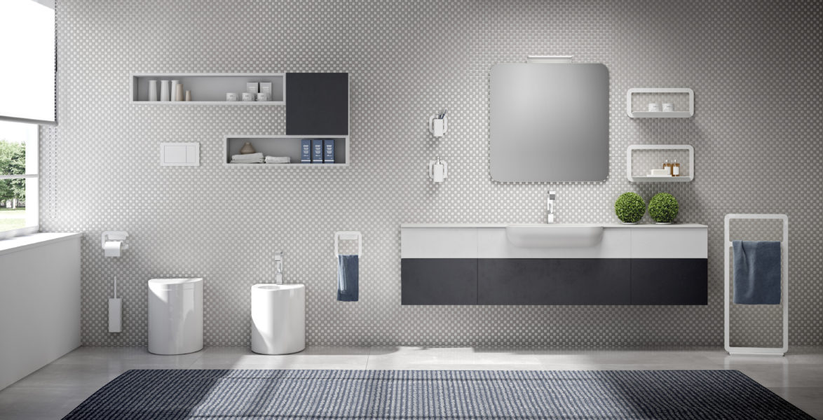 Arredo bagno con top da 200cm e lavabo a semi-incasso | Progetto Bagno