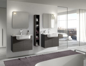Set arredo bagno con doppio lavabo integrato da 80cm | Progetto Bagno