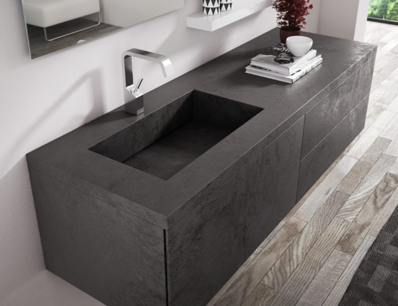 Mobile bagno effetto pietra in Laminam per il tuo progetto