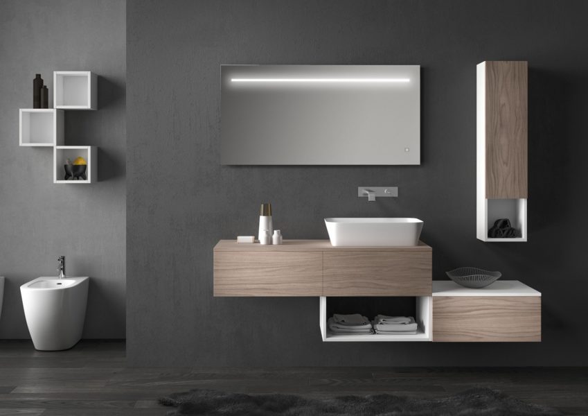 Mobile bagno sospeso con base altezza 50 cm