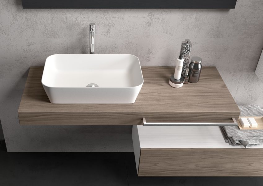 Pensile bagno basso 25 cm con cassetto