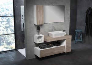 Arredo modulare per bagno di design con specchio 60 x 100 cm | Progetto Bagno