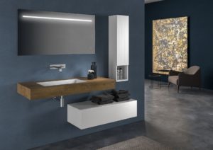 Proposta di arredo bagno design moderno con specchio retroilluminato a led 120 x 60 cm | Progetto Bagno
