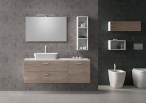 Arredo bagno modulare 150cm con mobile sospeso a due cassetti e un'anta altezza 50cm | Progetto Bagno