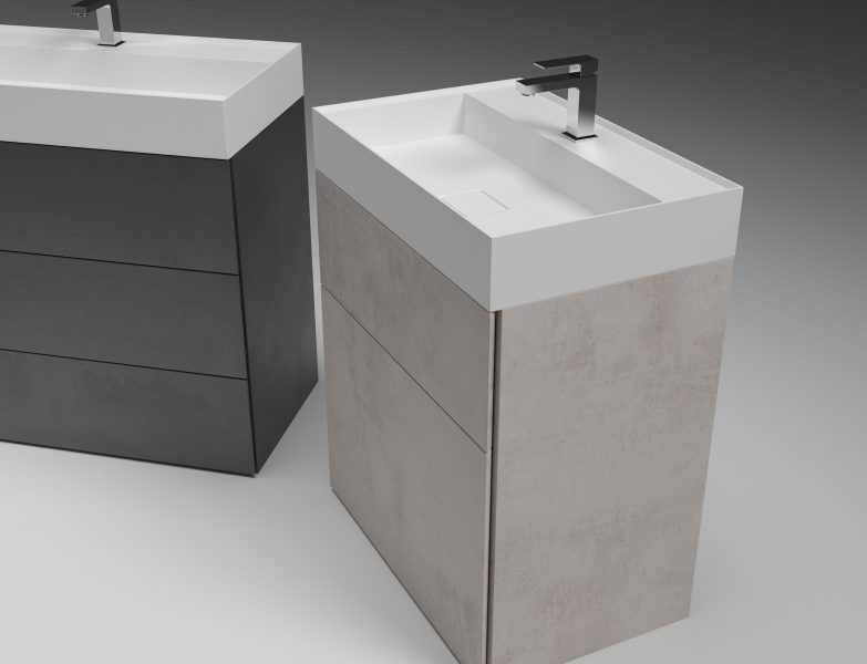 Arredo bagno con lavandino a colonna