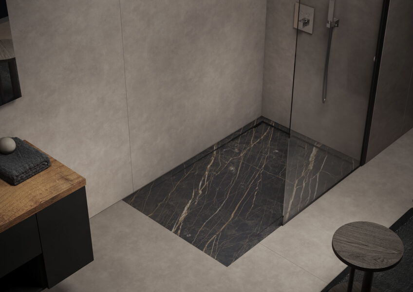 Laminam Calacatta shower tray